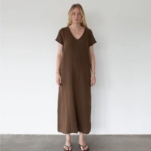 Honest Cotton Olive LONG GWYN DRESS | Size L/XL